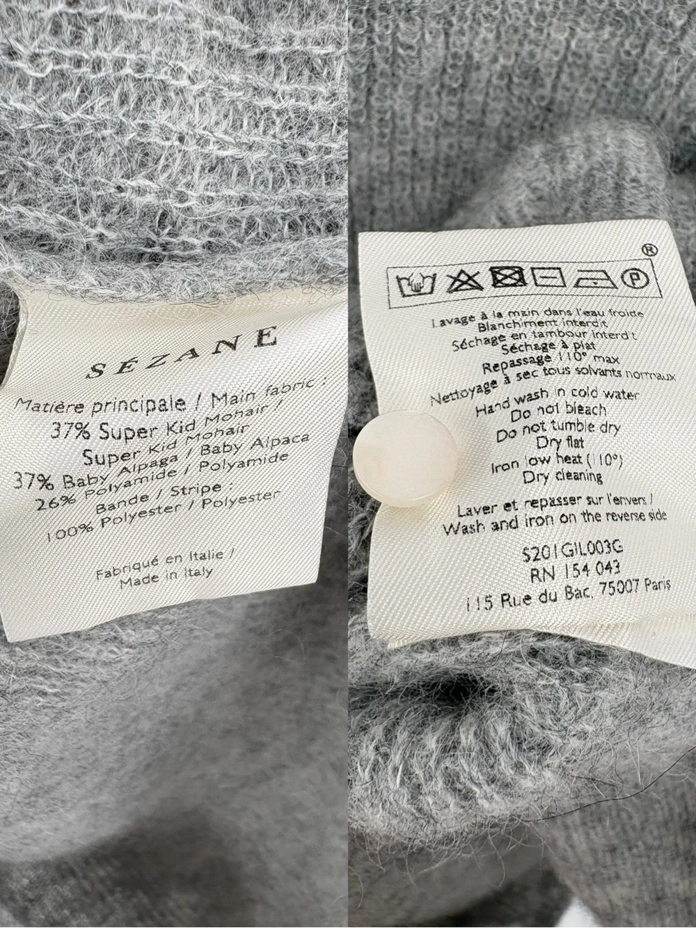 SÉZANE Gaspard Cardigan Grey Mohair Wool Blend Sweater M